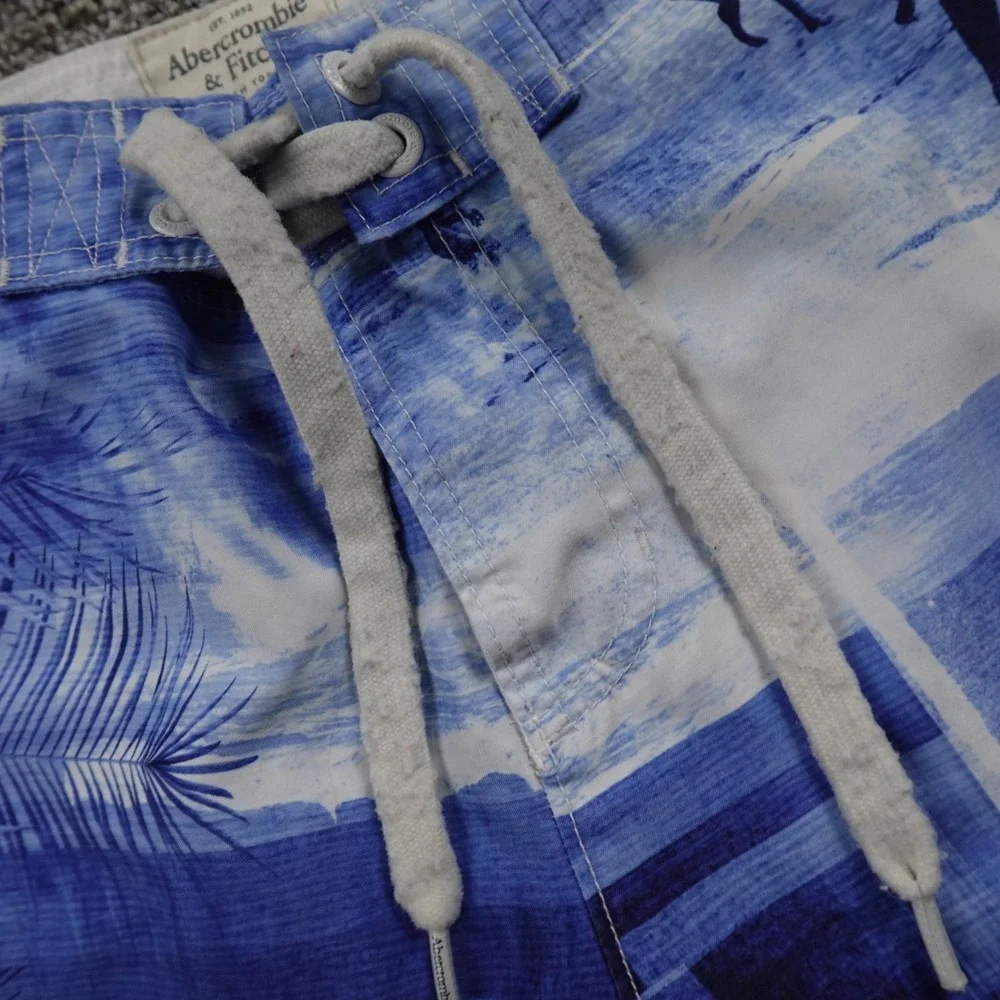 VTG Abercrombie Fitch Shorts Mens M Blue Board Swim‎ Surf Beach Aloha Trunks Y2K
